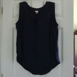 Merona Navy Blue Button Split Neck Dressy Tank